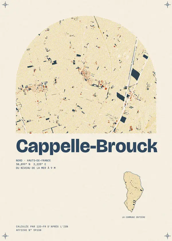 Affiche de Cappelle-Brouck, calculée par 123-fr d'après l'IGN