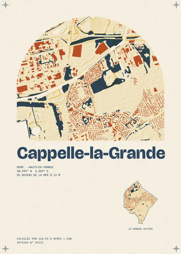 Affiche de Cappelle-la-Grande, calculée par 123-fr d'après l'IGN