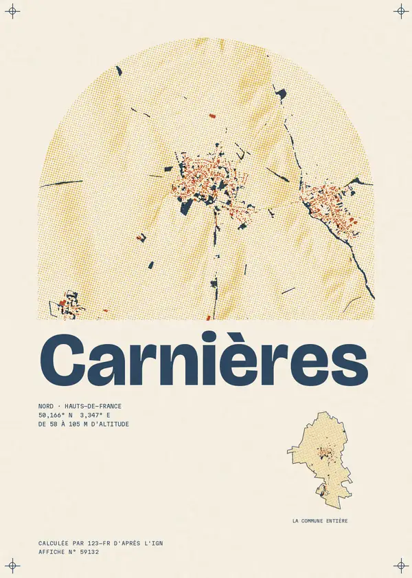 Affiche de Carnières, calculée par 123-fr d'après l'IGN