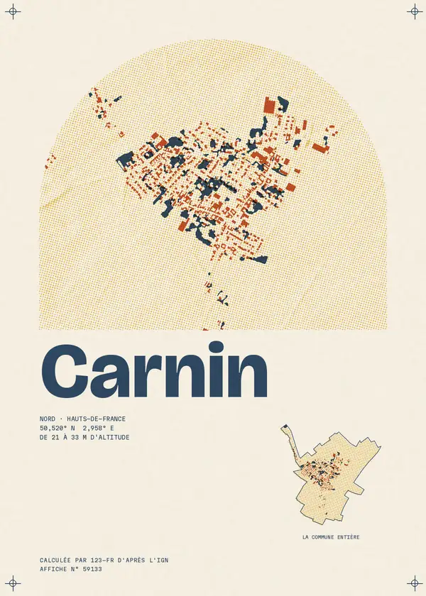 Affiche de Carnin, calculée par 123-fr d'après l'IGN
