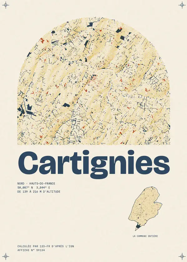 Affiche de Cartignies, calculée par 123-fr d'après l'IGN