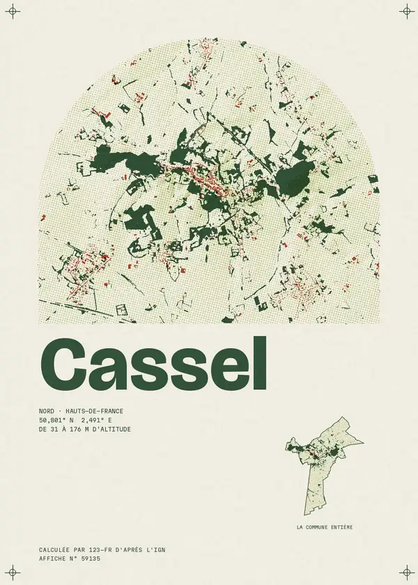 Affiche de Cassel, calculée par 123-fr d'après l'IGN
