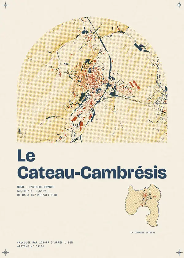 Affiche de Le Cateau-Cambrésis, calculée par 123-fr d'après l'IGN