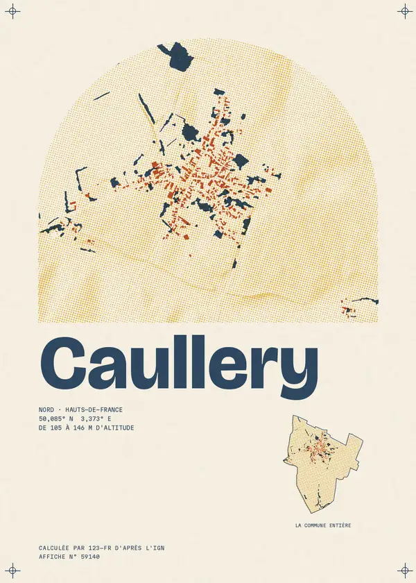 Affiche de Caullery, calculée par 123-fr d'après l'IGN
