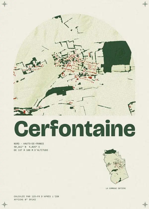 Affiche de Cerfontaine, calculée par 123-fr d'après l'IGN
