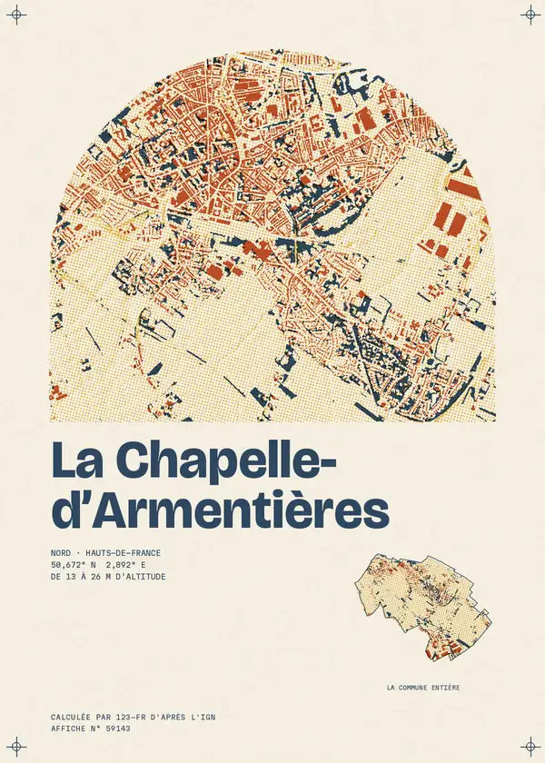 Affiche de La Chapelle-d'Armentières, calculée par 123-fr d'après l'IGN