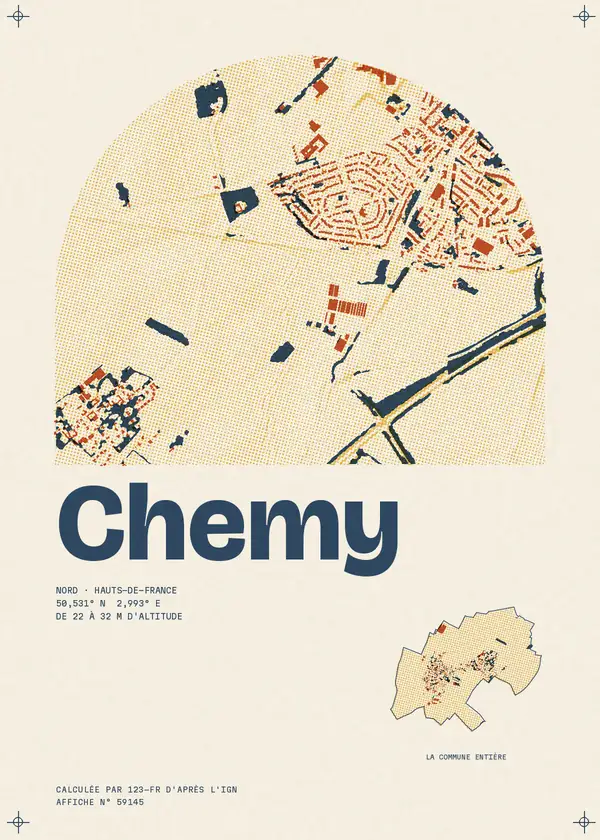 Affiche de Chemy, calculée par 123-fr d'après l'IGN
