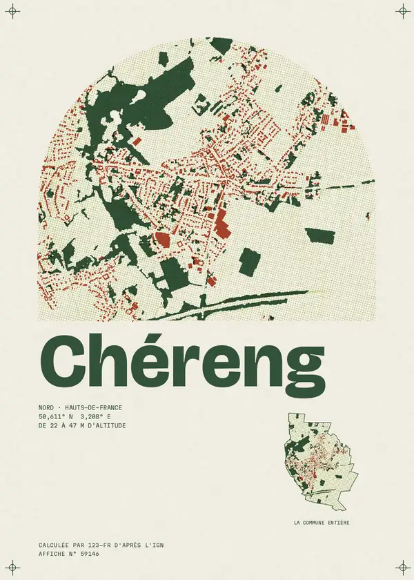 Affiche de Chéreng, calculée par 123-fr d'après l'IGN