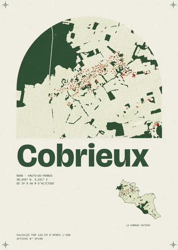 Affiche de Cobrieux, calculée par 123-fr d'après l'IGN