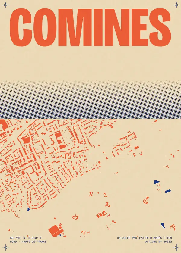 Affiche de Comines, calculée par 123-fr d'après l'IGN