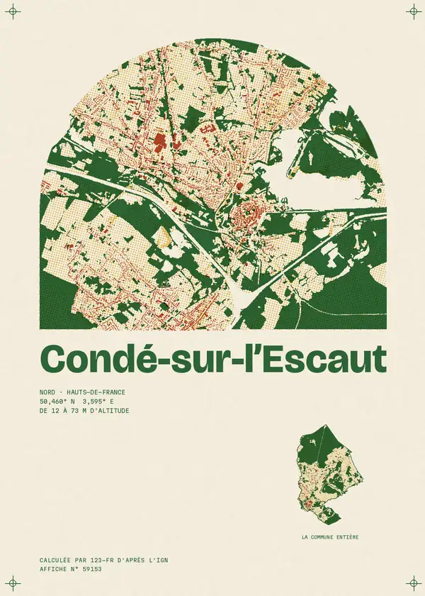 Affiche de Condé-sur-l'Escaut, calculée par 123-fr d'après l'IGN