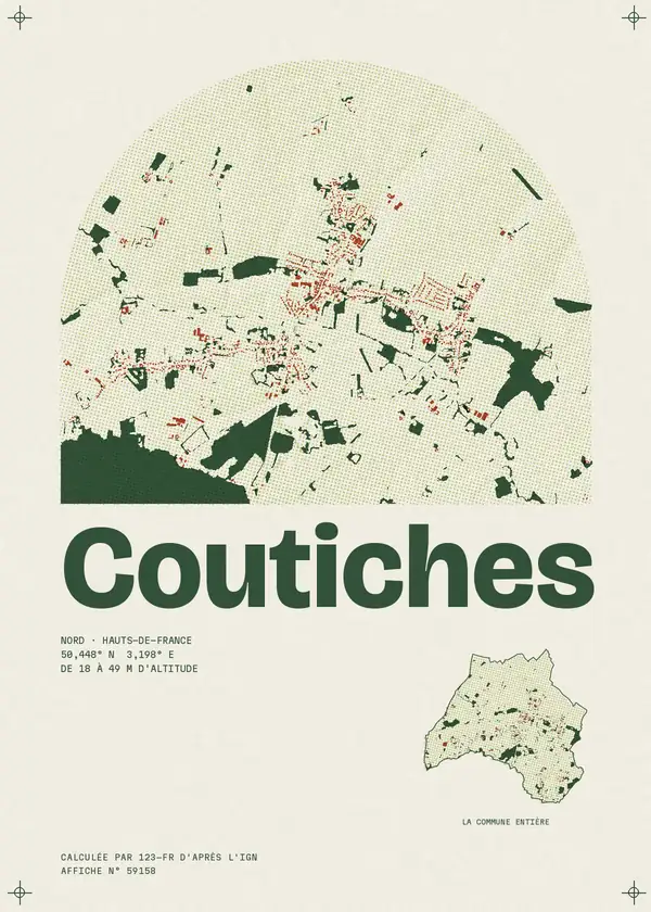 Affiche de Coutiches, calculée par 123-fr d'après l'IGN