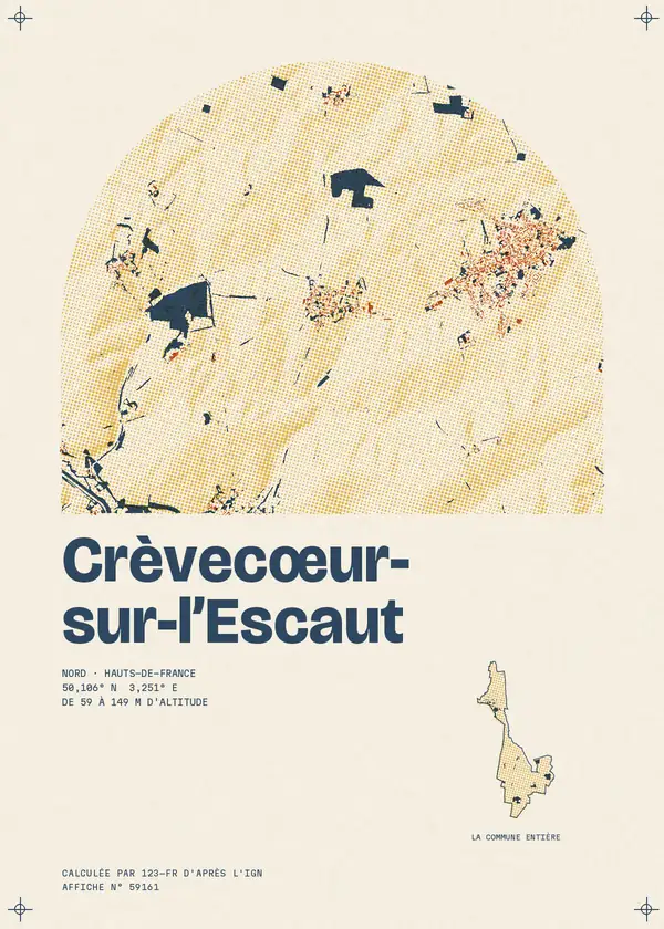 Affiche de Crèvecœur-sur-l'Escaut, calculée par 123-fr d'après l'IGN