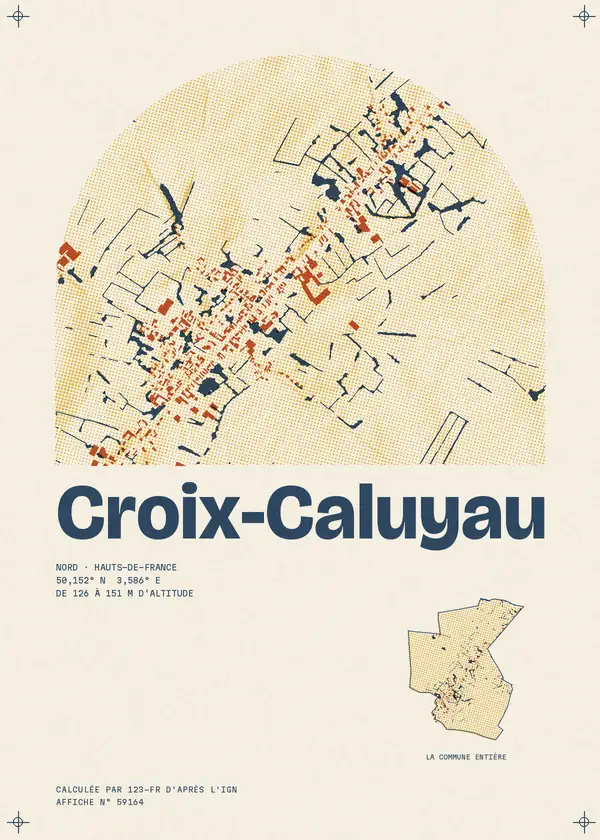 Affiche de Croix-Caluyau, calculée par 123-fr d'après l'IGN