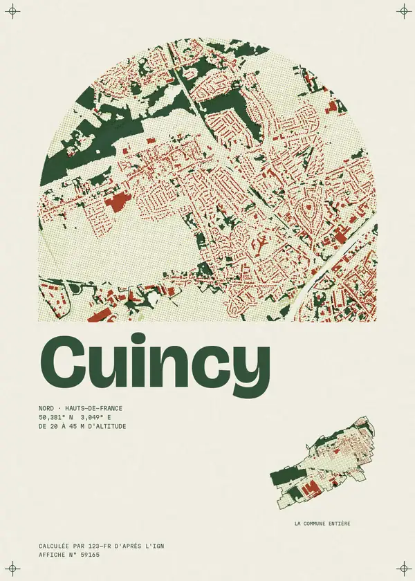 Affiche de Cuincy, calculée par 123-fr d'après l'IGN