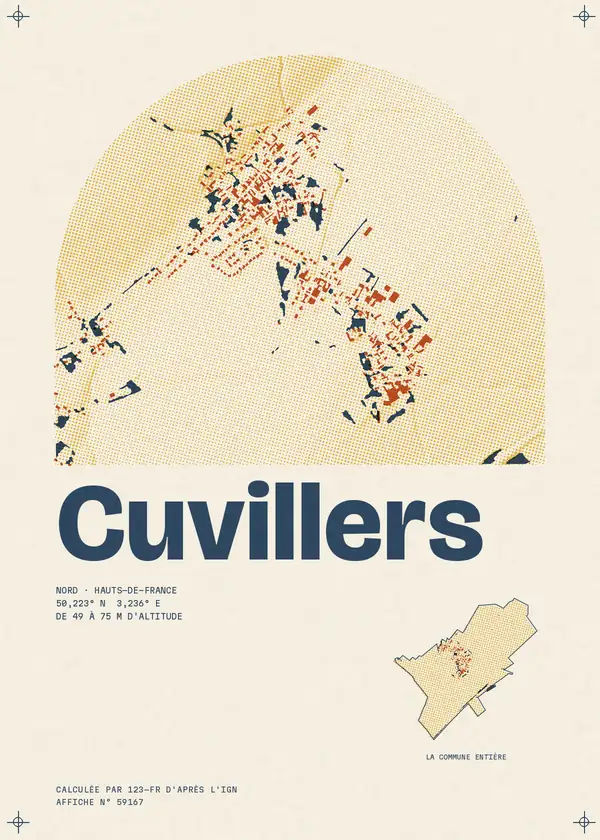 Affiche de Cuvillers, calculée par 123-fr d'après l'IGN