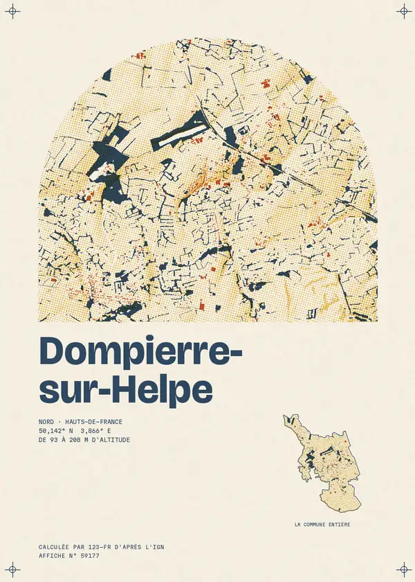 Affiche de Dompierre-sur-Helpe, calculée par 123-fr d'après l'IGN