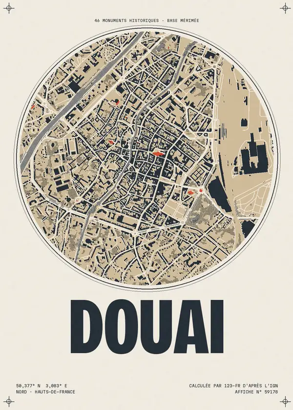 Affiche de Douai, calculée par 123-fr d'après l'IGN