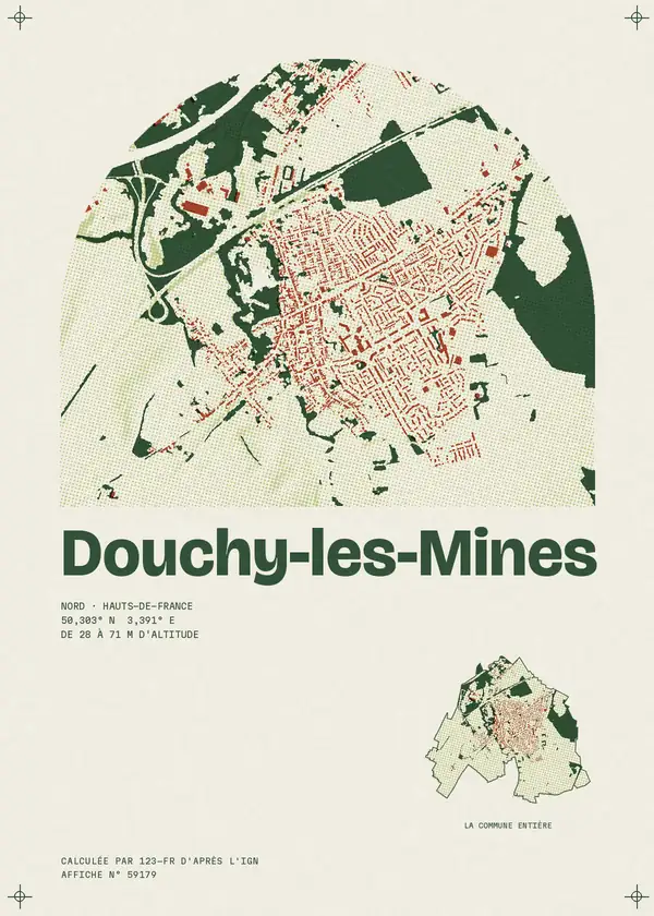 Affiche de Douchy-les-Mines, calculée par 123-fr d'après l'IGN