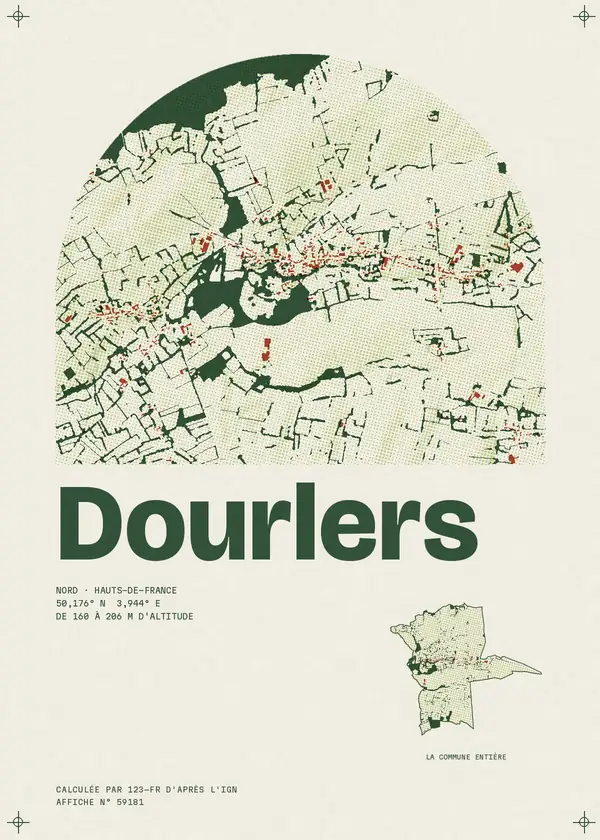 Affiche de Dourlers, calculée par 123-fr d'après l'IGN