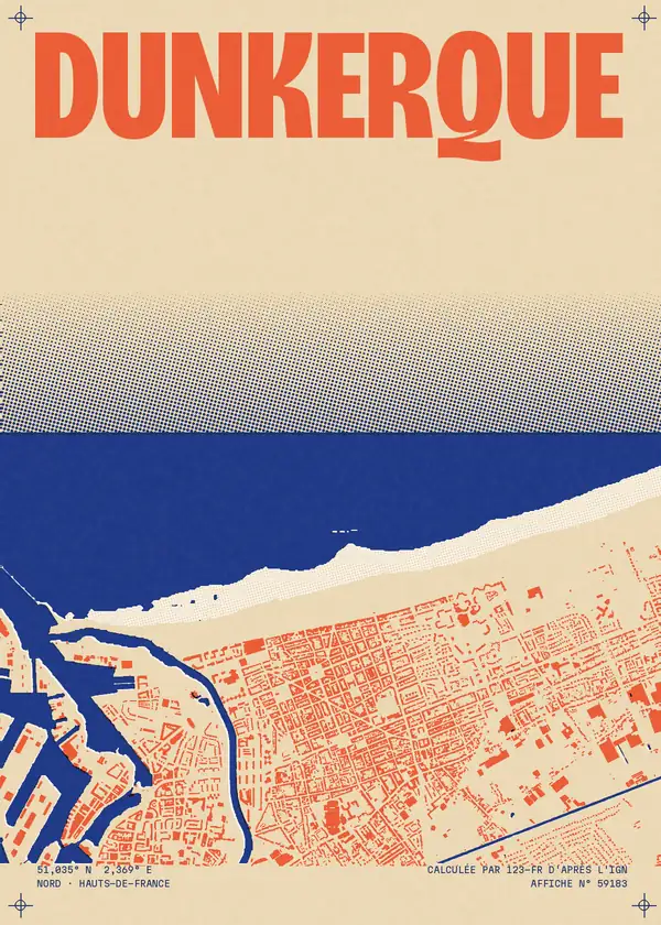 Affiche de Dunkerque, calculée par 123-fr d'après l'IGN