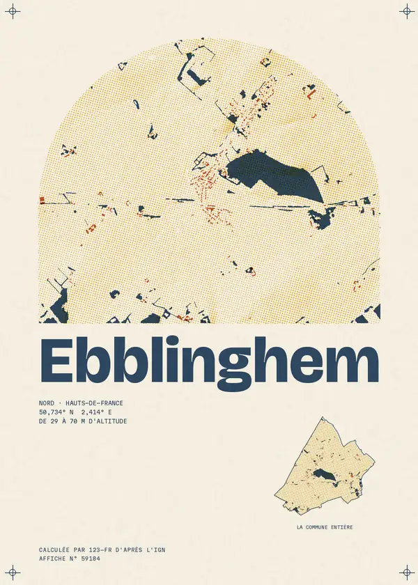 Affiche de Ebblinghem, calculée par 123-fr d'après l'IGN