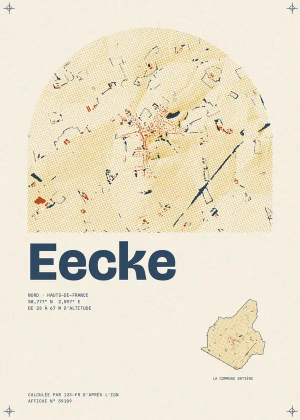 Affiche de Eecke, calculée par 123-fr d'après l'IGN