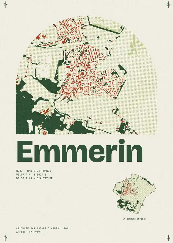 Affiche de Emmerin, calculée par 123-fr d'après l'IGN