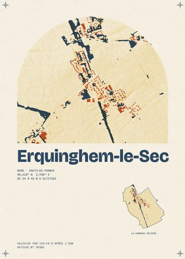 Affiche de Erquinghem-le-Sec, calculée par 123-fr d'après l'IGN