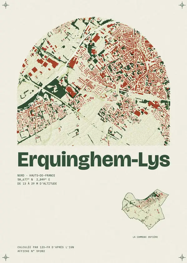 Affiche de Erquinghem-Lys, calculée par 123-fr d'après l'IGN