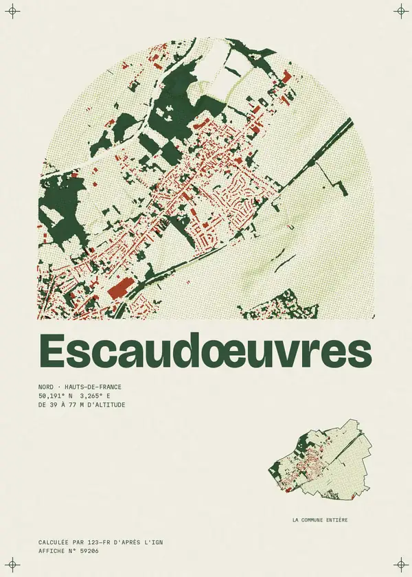 Affiche de Escaudœuvres, calculée par 123-fr d'après l'IGN