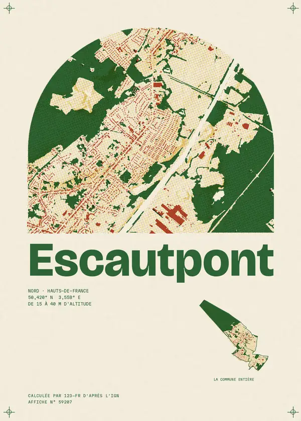 Affiche de Escautpont, calculée par 123-fr d'après l'IGN