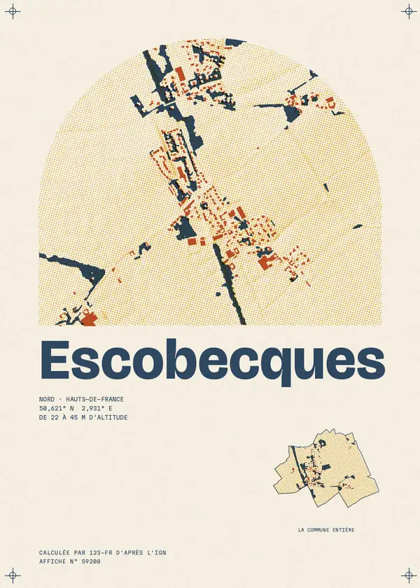 Affiche de Escobecques, calculée par 123-fr d'après l'IGN