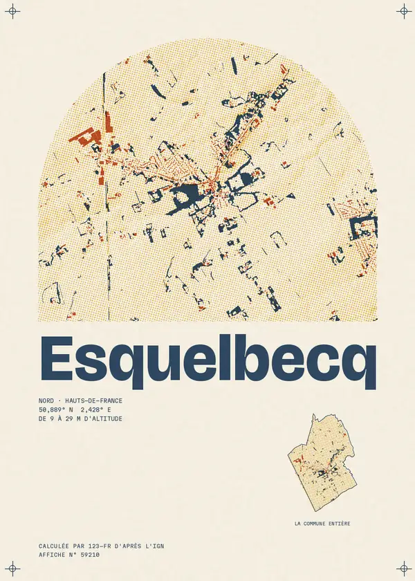 Affiche de Esquelbecq, calculée par 123-fr d'après l'IGN