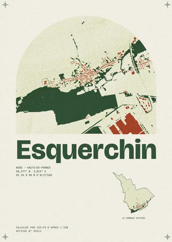Affiche de Esquerchin, calculée par 123-fr d'après l'IGN