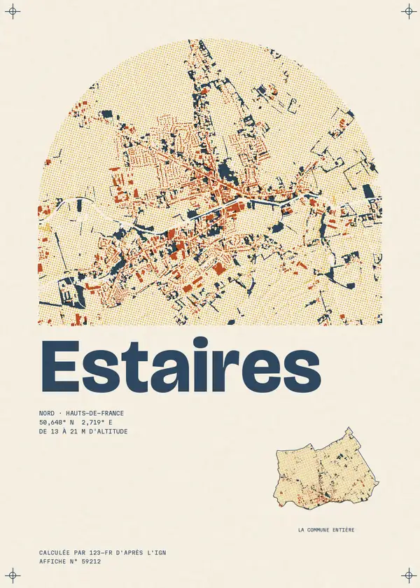 Affiche de Estaires, calculée par 123-fr d'après l'IGN