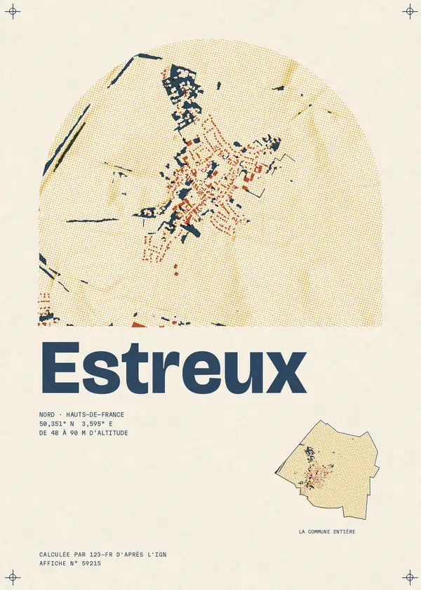 Affiche de Estreux, calculée par 123-fr d'après l'IGN