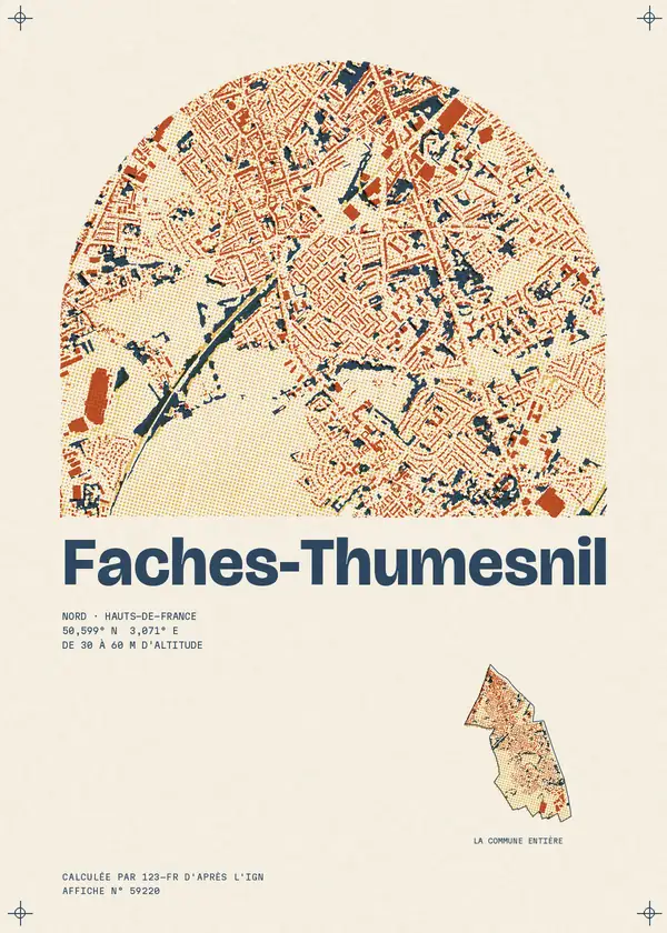 Affiche de Faches-Thumesnil, calculée par 123-fr d'après l'IGN