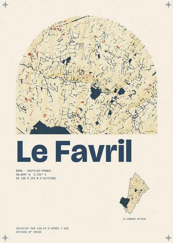 Affiche de Le Favril, calculée par 123-fr d'après l'IGN