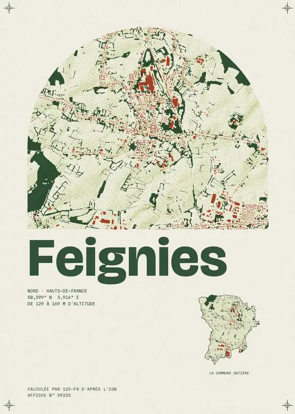 Affiche de Feignies, calculée par 123-fr d'après l'IGN