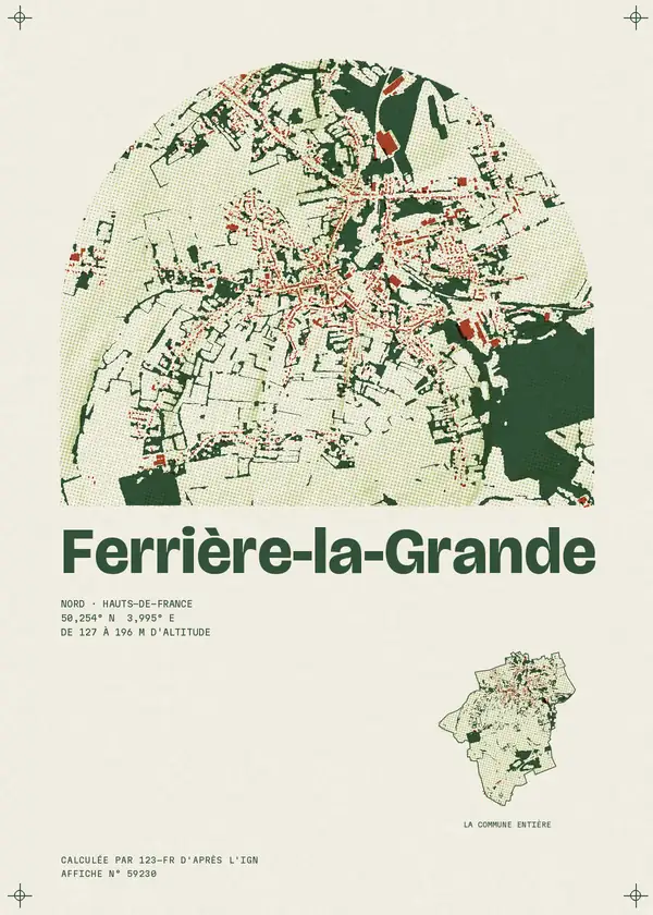 Affiche de Ferrière-la-Grande, calculée par 123-fr d'après l'IGN