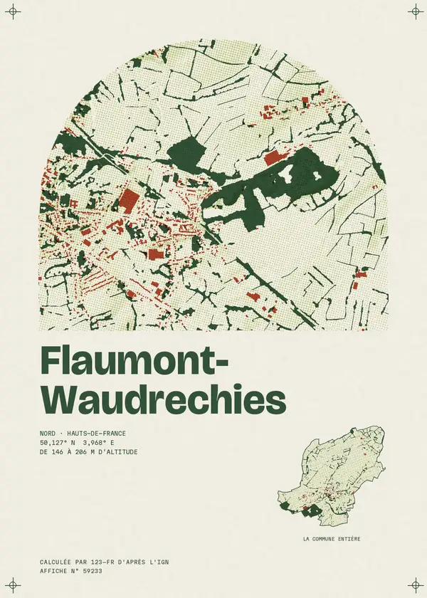 Affiche de Flaumont-Waudrechies, calculée par 123-fr d'après l'IGN