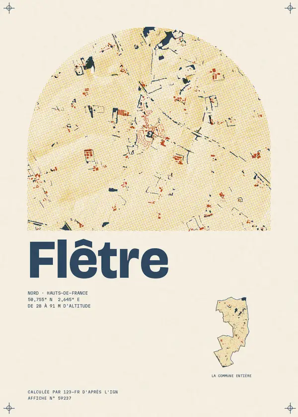 Affiche de Flêtre, calculée par 123-fr d'après l'IGN
