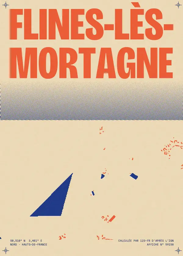 Affiche de Flines-lès-Mortagne, calculée par 123-fr d'après l'IGN