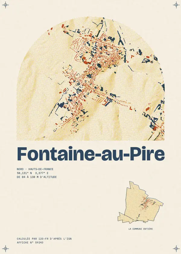 Affiche de Fontaine-au-Pire, calculée par 123-fr d'après l'IGN