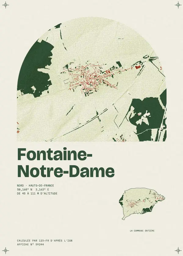 Affiche de Fontaine-Notre-Dame, calculée par 123-fr d'après l'IGN
