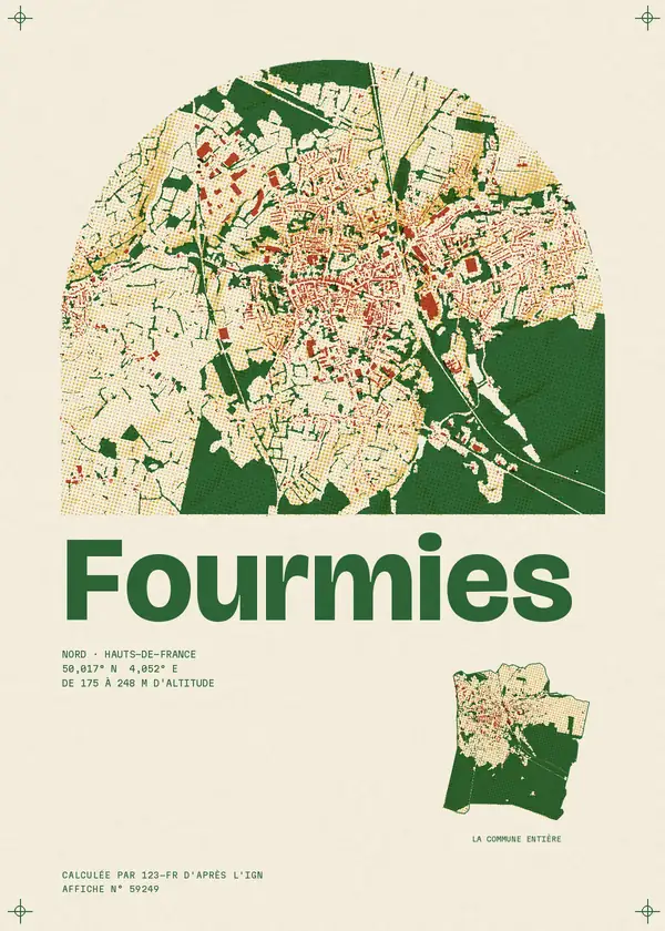 Affiche de Fourmies, calculée par 123-fr d'après l'IGN