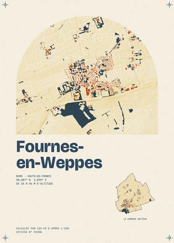 Affiche de Fournes-en-Weppes, calculée par 123-fr d'après l'IGN