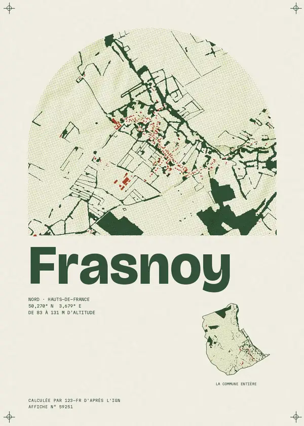 Affiche de Frasnoy, calculée par 123-fr d'après l'IGN