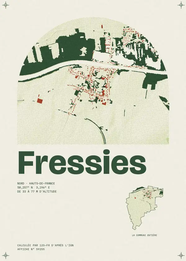 Affiche de Fressies, calculée par 123-fr d'après l'IGN
